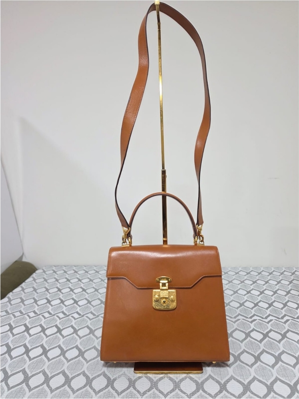 Gucci Vintage Kelly Lady Lock Top Handle Bag Brown